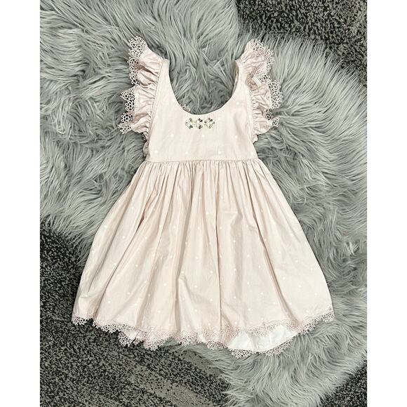 Dollcake Girls All The‎ Love Pink Blush Polka Dot Dress Size 2 - Picture 1 of 6